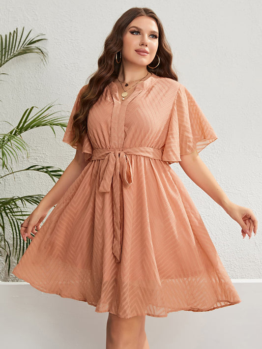 Flirty Flair - Plus Size Flutter Sleeve Dress