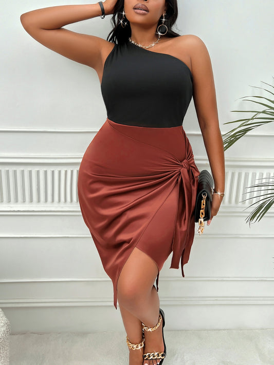 Obsession - Plus Size One Shoulder Tied Dress